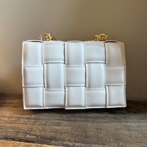 Vici white woven chain handbag